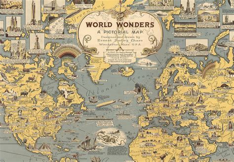 World Wonders A Pictorial Map on Canvas Ready to Hang Roll - Etsy