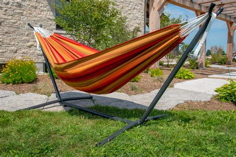 Vivere's Combos - Sunbrella Sunset Hammock with Stand (8ft) - Sleepy ...