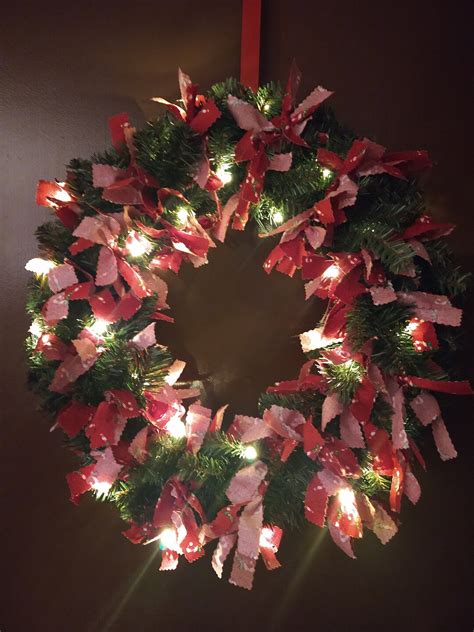 Candy Cane Lighted Ribbon Wreath - Etsy