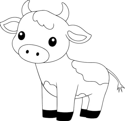 Premium Vector | Cow vector illustration black and white outline cow coloring book or page for ...