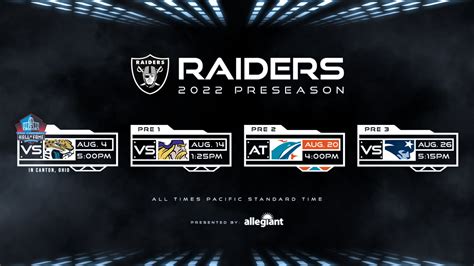 Raiders finalize 2022 preseason schedule