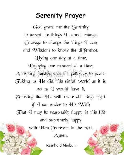 The Full Serenity Prayer Printable