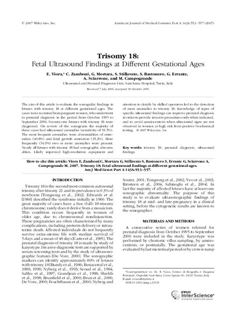 (PDF) Trisomy 18: Fetal ultrasound findings at different gestational ...