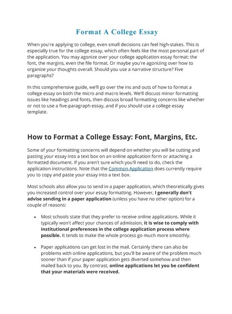 College essay format 11 - Format A College Essay When you're applying ...