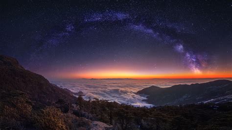 Mountain, Landscape, Clouds, Night, Sky, Stars, Scenery, 4K, HD ...