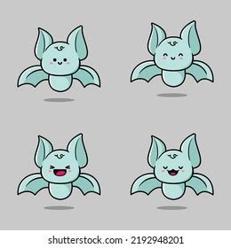 Vector Illustration Cute Bat Emoji Stock Vector (Royalty Free ...