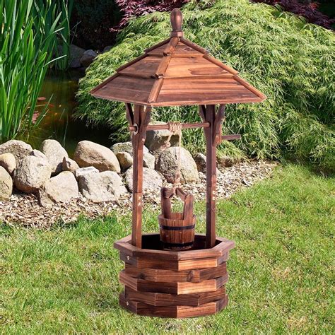 Wooden Garden Feature Wishing Well Home Decor Outdoor Ornament | Crazy Sales