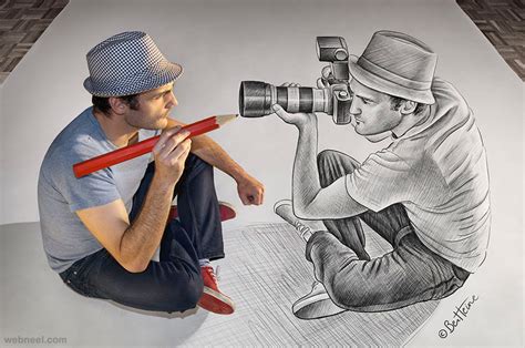 Pencil Drawing Vs Camera - 25 Creative Pencil Drawings by Ben Heine