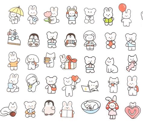 Kawaii Animal Sticker Set Cute Animal Stickers Kawaii - Etsy UK