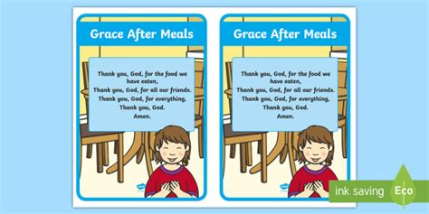 Children’s Mealtime Prayers | Grace After Meals Print-Out