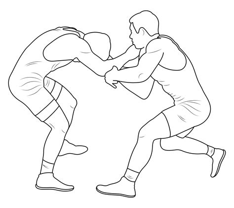 Silhouette outline athletes wrestlers in wrestling, duel, fight. Sketch ...