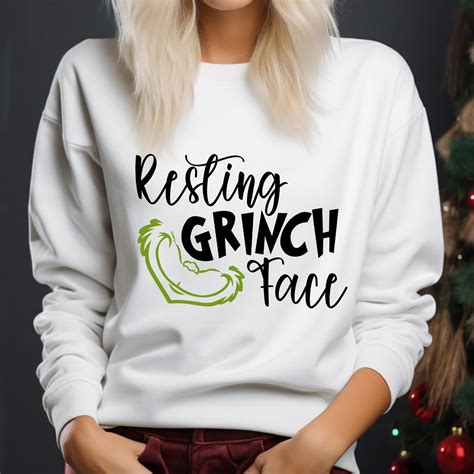 Resting Grinch Face Christmas Clipart, Funny Grinch SVG Shirt Design ...