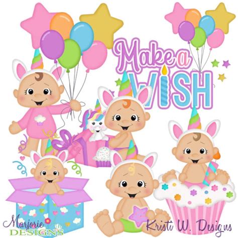 Baby Birthday-girl Clip Art-instant Download-digital - Etsy