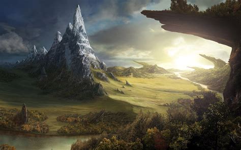 Mountain under clouds painting, landscape, drawing, fantasy art, artwork HD wallpaper ...