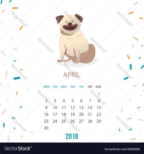 New year calendar 2018 with a dog in flat style Vector Image