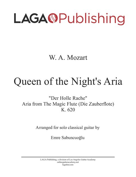 Queen of the Night's Aria by W. A. Mozart for classical guitar - LAGA ...