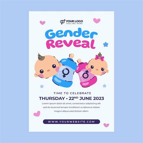 Premium Vector | Vertical poster template for gender reveal party