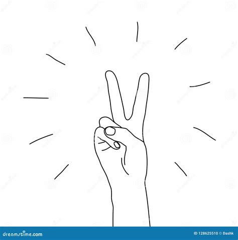 Hand Victory Gesture Sign Symbol Isolated on White Stock Vector ...