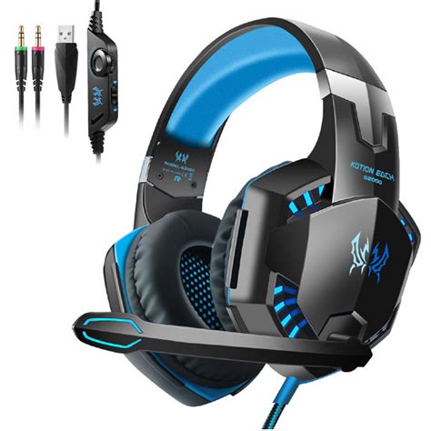 Gaming Headset Surround Sound Over Ear Headphones with Mic,LED Light ...