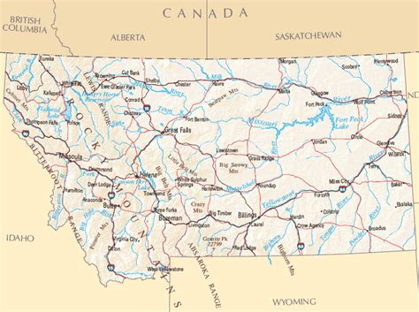 MAP OF MONTANA RIVERS - TravelsFinders.Com