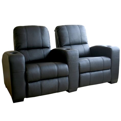 Wholesale Interiors Set of Two Leather Home Theater Seats Black HT001 ...