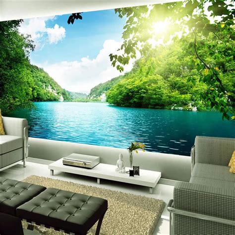 home decor Photo background wallpaper for living room landscape lake Nature Office Bedroom art ...