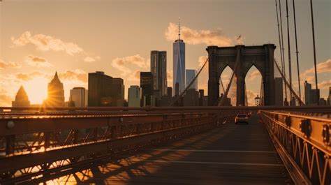 Premium AI Image | sunset on the brooklyn bridge