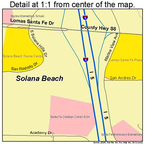 Solana Beach California Street Map 0672506