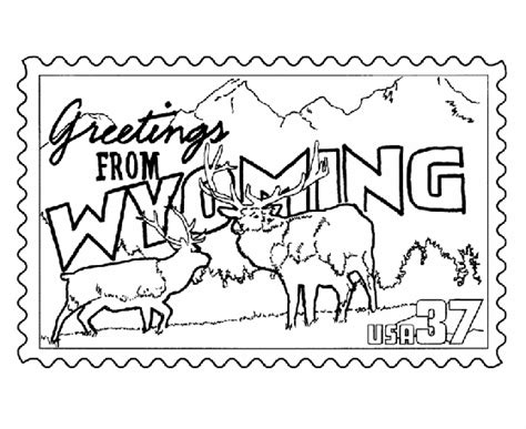 USA-Printables: Wyoming State Stamp - US States Coloring Pages | Flag coloring pages, Coloring ...