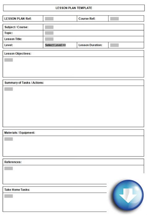 Free downloadable lesson plan format using Microsoft Word templates