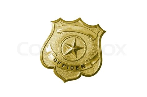 Police golden badge isolated on white ... | Stock Photo | Colourbox