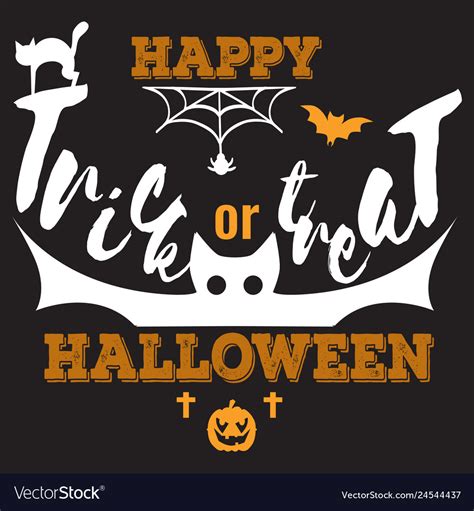 Trick or treat happy halloween logo sign Vector Image