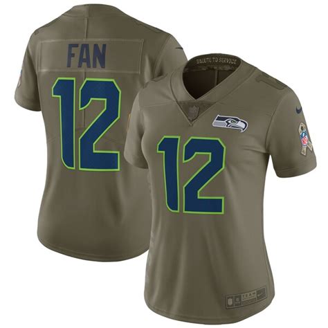 Women's Nike 12 Fan Olive Seattle Seahawks Salute to Service Limited Jersey