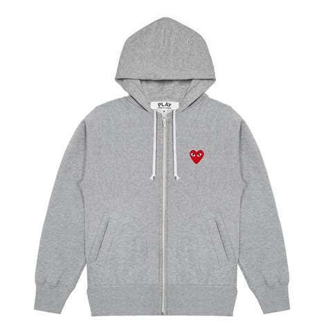 COMME DES GARÇONS PLAY Grey Play Printed Heart Zip Through Hoodie in Gray for Men - Lyst