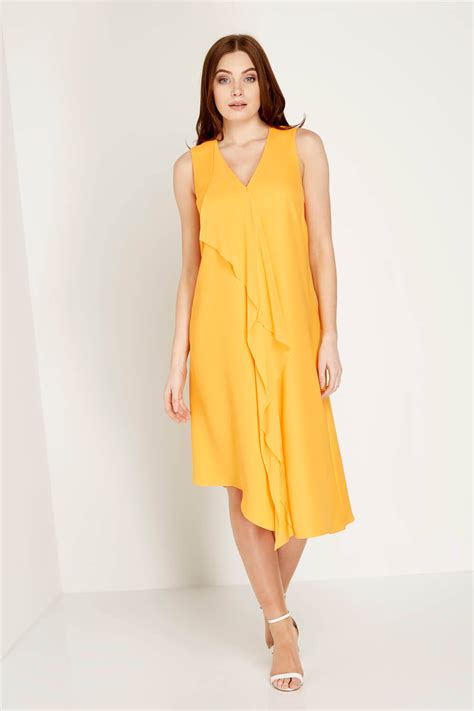 Waterfall Front Dress in Yellow - Roman Originals UK