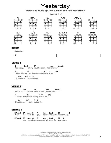 Beatles Yesterday Guitar Chords