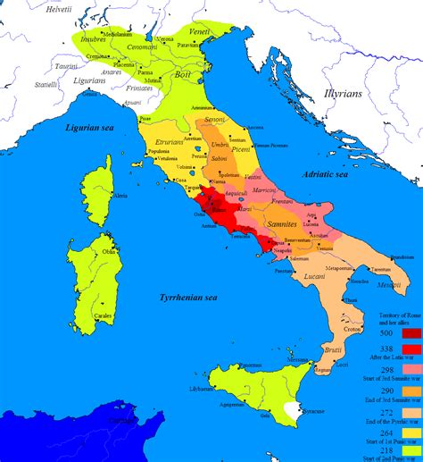 Map of the Roman Conquest of Italy (Illustration) - World History ...