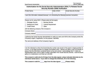 Sample Social Security Application Form | The Document Template