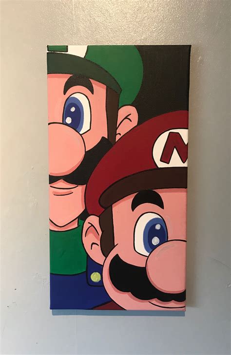 Mario brothers duo canvas | Cartoon painting, Canvas painting designs, Cute canvas paintings
