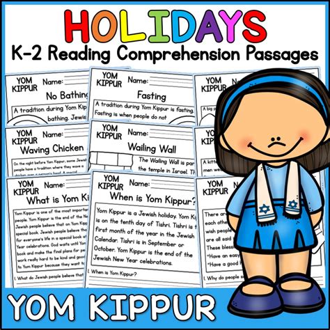 Yom Kippur Holidays Reading Comprehension Passages K-2 - Classful