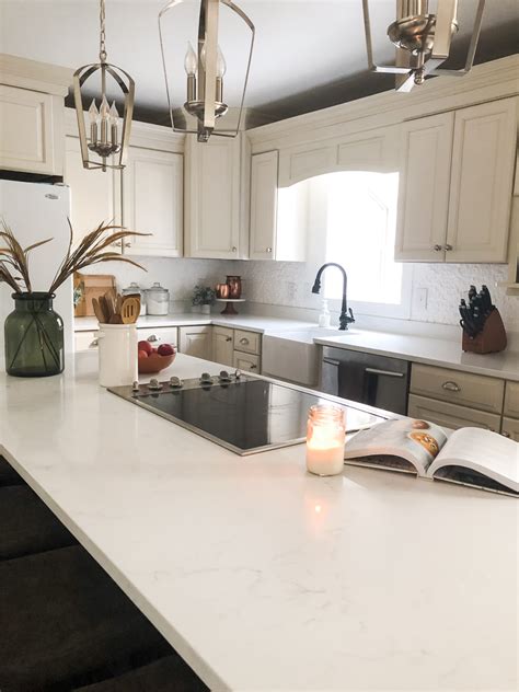 New White Quartz Countertops + Kitchen Sources - Marly Dice