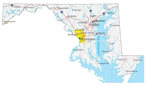 Map Of Maryland - Cities And Roads - GIS Geography