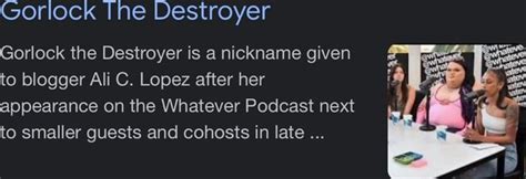 Gorlock Destroyer Gorlock the Destroyer is a nickname given to blogger ...