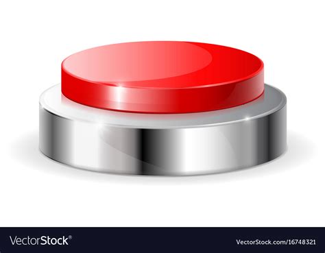 Red push button with metal frame Royalty Free Vector Image