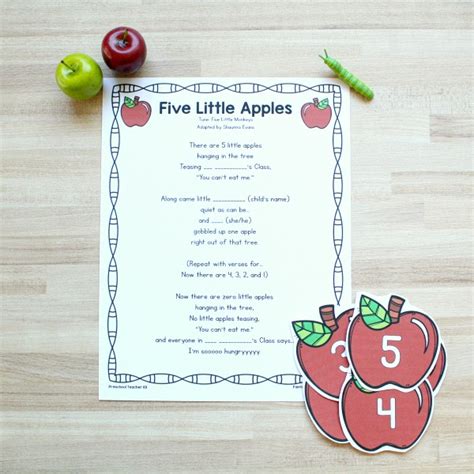 5 Little Apples Preschool Circle Time Song and Activities - Preschool ...