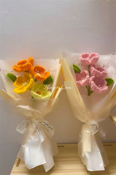 Handmade poppies bouquet in pink and orange for mom, grandmom, aunt ...