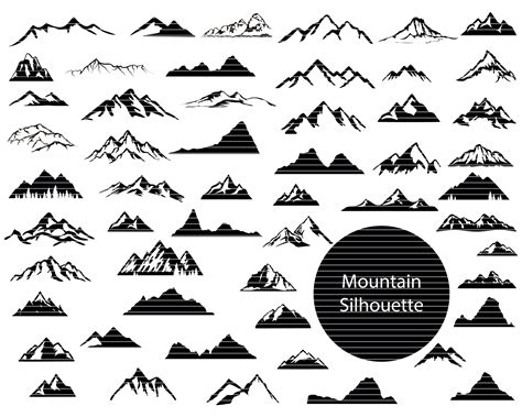 Mountains Silhouette Bundle Mountain Range Tattoo, Mountain Decal, Mountain Svg, Silhouette Svg ...