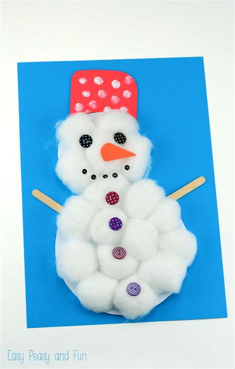 Cotton Ball Snowman Craft - a perfect winter craft for toddlers ...