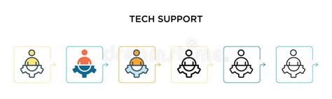 Tech Support Vector Icon in 6 Different Modern Styles. Black, Two Colored Tech Support Icons ...