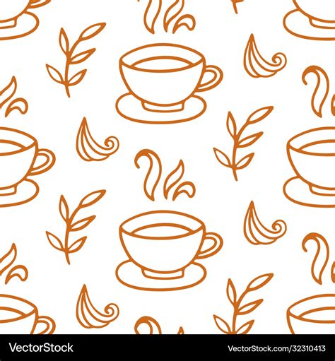 Coffee cup seamless pattern hand drawn background Vector Image